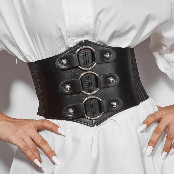 ceinture corset à boucles moncorset en cuir noir