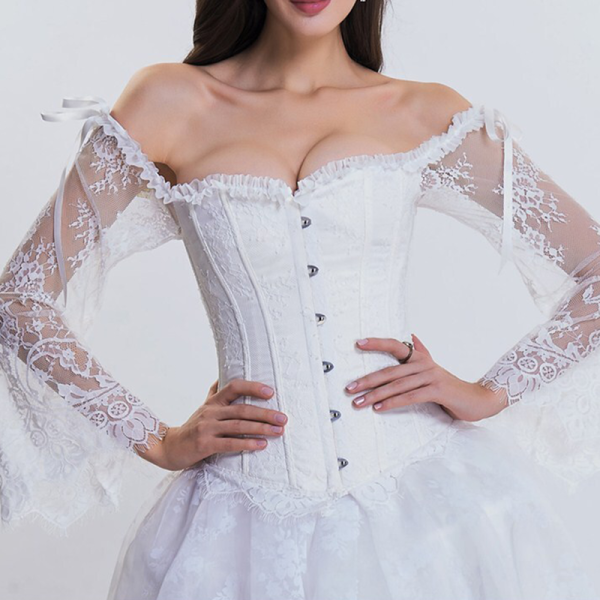 Bustier corset blanc en dentelle avec motif floral