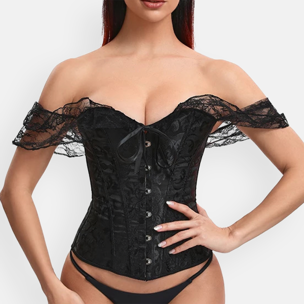 Bustier corset chic noir en dentelle