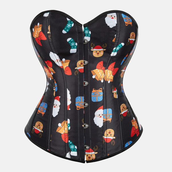 Bustier corset de Noël moncorset avec motifs festifs colorés