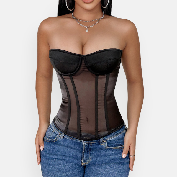 Bustier corset transparent noir élégant pour femme
