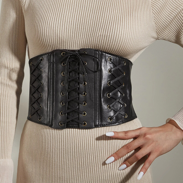 ceinture corset en similicuir avec lacets moncorset