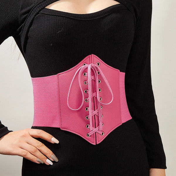 ceinture corset rose ajustable avec laçage avant
