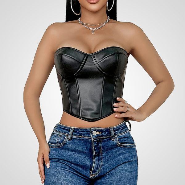 corset en cuir sexy moncorset noir bustier