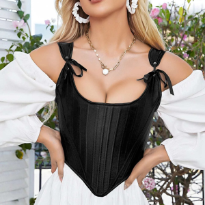 corset noir en satin style bustier