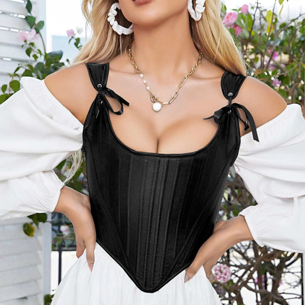 corset noir en satin style bustier