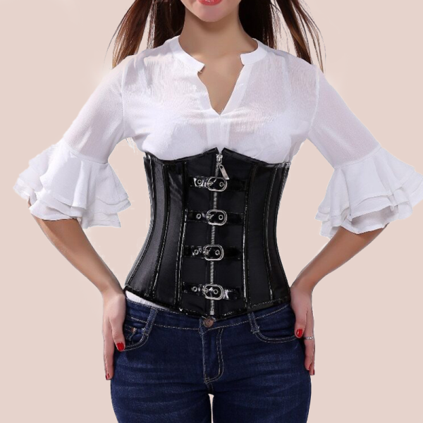 corset serre-taille gothique en tissu noir