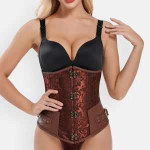 corset serre-taille moncorset marron en détail